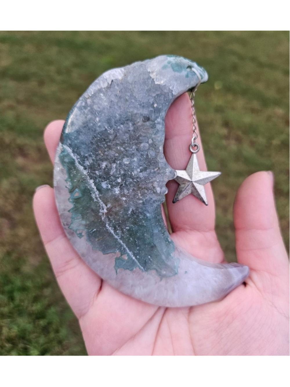 Green agate moon 4 in